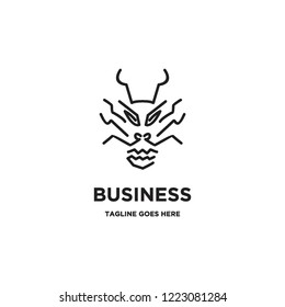 monoline dragon face logo icon vector