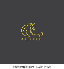 Monoline elegant unique and artistic bull logo template for matador event