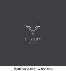 Monoline elegant unique and artistic deer logo template for luxury company