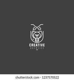 Monoline elegant unique and artistic owl logo template for creative agencies
