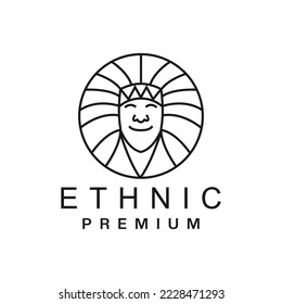 Monoline ethnic Logo Design Vector illustration indian native symbol emblem