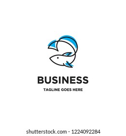 monoline fish logo icon vector