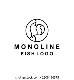 Monoline Fish Logo Vector, modern seafood Symbol and icon, creative Design Company for Restaurant