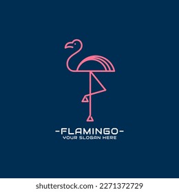 monoline flamingo logo. pink line flamingo logo. minimalist simple flamingo logo design