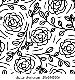 Monoline Blumenmuster Nahtlos. Diese Kollektion eignet sich hervorragend für Partyeinladungen, Hochzeitseinladungen, Schreibwaren, Partyanhänger, Blog-Design, Logos, digitale Scrapbooking, Verpackungen und mehr.