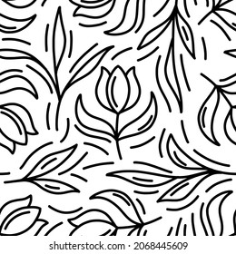 Patrón floral de Monoline Seamless. Esta colección es perfecta para invitaciones a fiestas, invitaciones a bodas, papelería, etiquetas de fiesta, diseño de blogs, logotipos, reserva de recortes digitales, empaque y más.