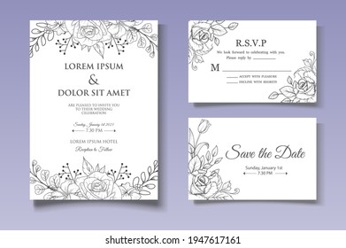 Monoline Floral Wedding Template Set