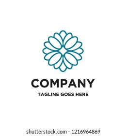 monoline flower logo icon vector