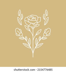 Monoline Flower Retro Vintage Vector