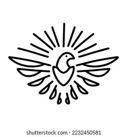 Monoline Fly Bird Logo Design Vektorgrafik Einzigartiges Tiersymbol-Emblem