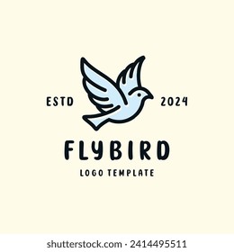 Monoline Fly Wing Bird Vector Logo Design illustration