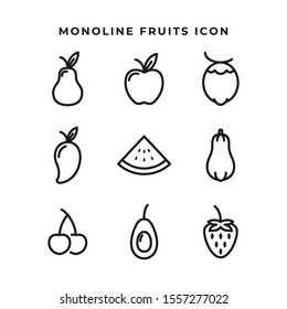 monoline fruits icon, vector illustration