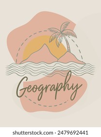 Monoline Geography vintage and retro with island model for your Tshirt design, Figure, or oranament your element