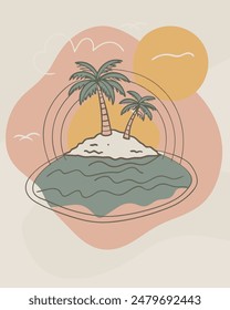 Monoline Geography vintage and retro with island model for your Tshirt design, Figure, or oranament your element