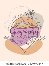 Monoline Geography vintage and retro with island model for your Tshirt design, Figure, or oranament your element