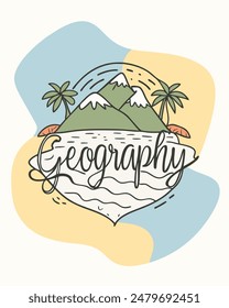 Monoline Geography vintage and retro with island model for your Tshirt design, Figure, or oranament your element