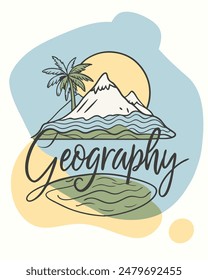 Monoline Geography vintage and retro with island model for your Tshirt design, Figure, or oranament your element