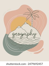 Monoline Geography vintage and retro with island model for your Tshirt design, Figure, or oranament your element