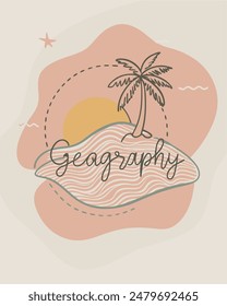 Monoline Geography vintage and retro with island model for your Tshirt design, Figure, or oranament your element