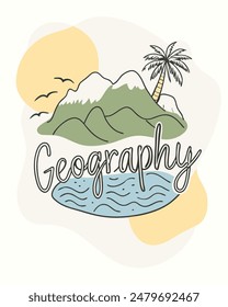 Monoline Geography vintage and retro with island model for your Tshirt design, Figure, or oranament your element