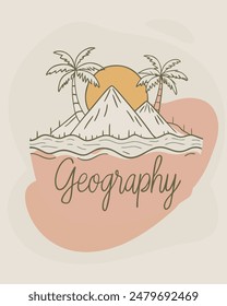 Monoline Geography vintage and retro with island model for your Tshirt design, Figure, or oranament your element