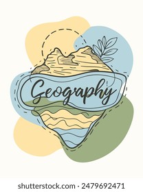 Monoline Geography vintage and retro with island model for your Tshirt design, Figure, or oranament your element