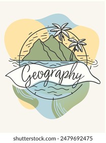 Monoline Geography vintage and retro with island model for your Tshirt design, Figure, or oranament your element