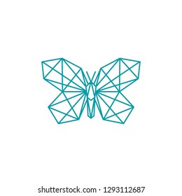 monoline geometric butterfly origami logo icon vector template