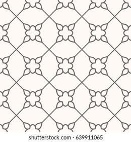 Monoline Geometric Seamless Pattern With Floral Accent.