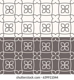 Monoline Geometric Seamless Patterns With Floral Accents.
