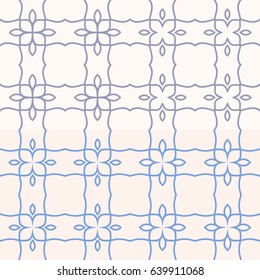 Monoline Geometric Seamless Patterns With Floral Accents. Line Art Elegant Textures.