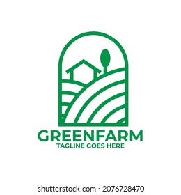 Monoline Green Farm Logo Template