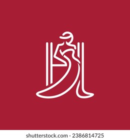 Monoline 'H' Logo with Woman's Dress Silhouette Integration
