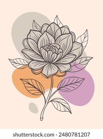 Monoline hand drawn flower for your decoration wall art or studio