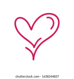 Monoline Heart love logo sign. Design flourish element for valentine card. Vector illustration. Romantic symbol wedding. Template for t shirt, banner, poster.