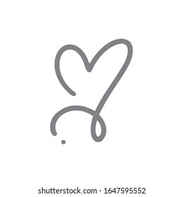 Monoline Heart love logo sign. Design flourish element for valentine card. Vector illustration. Romantic symbol wedding. Template for t shirt, banner, poster.