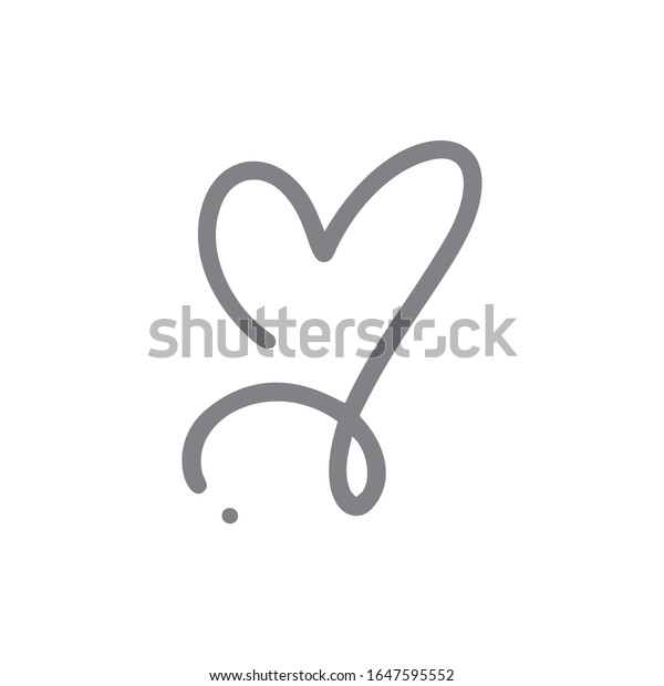 Monoline Heart love logo sign. Design
flourish element for valentine card. Vector illustration. Romantic
symbol wedding. Template for t shirt, banner,
poster.
