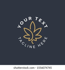 monoline hemp leaf, vector illustration