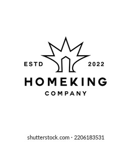 Monoline Home King Royal Logo vector design graphic emblem