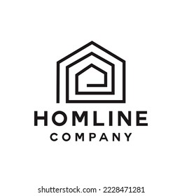 Monoline Home Logo Design Vector illustration architecture House symbol emblem