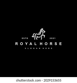 monoline horse abstract logo vintage design vector illustration