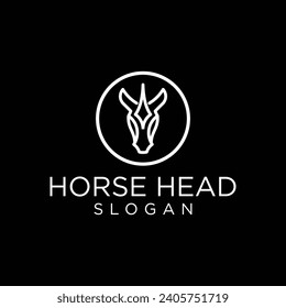 Monoline Horse Logo Template Simple
