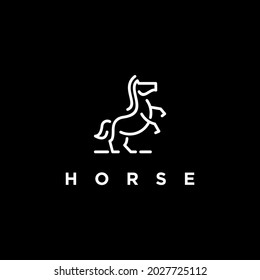monoline horse standing simple logo vector illustration