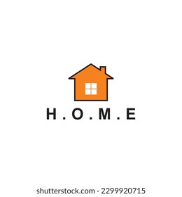monoline house logo in orange color