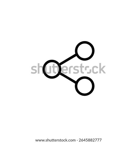 Monoline icon of the Android share symbol, featuring three small circles connected by two lines forming a V-shape. Isolated on a white background.