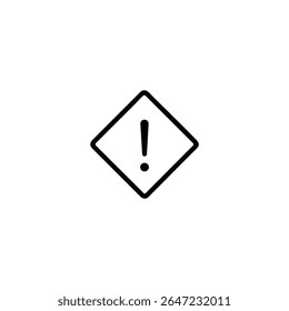 A monoline icon with an exclamation mark inside a diamond shape. Symbol for high priority alert or important task.