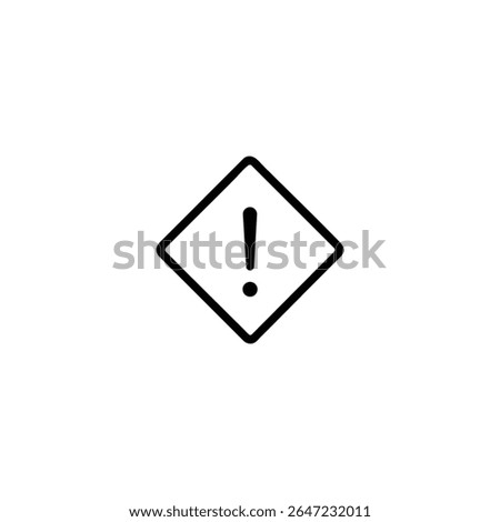 A monoline icon with an exclamation mark inside a diamond shape. Symbol for high priority alert or important task.