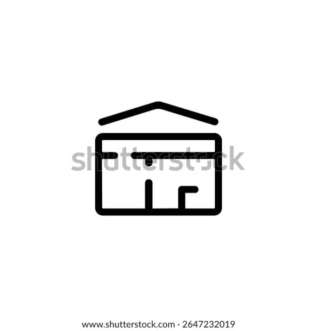 A monoline icon of a house cross-section showing four rooms. Outline symbol for floor plan architecture and real estate layout.