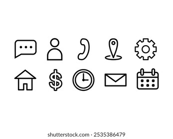 Monoline Icon Illustration Element Set