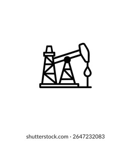Um ícone monolínico de uma abóbada de óleo. Símbolo simples para a indústria petrolífera dos combustíveis fósseis, da energia e da extração. Isolado em um fundo branco.